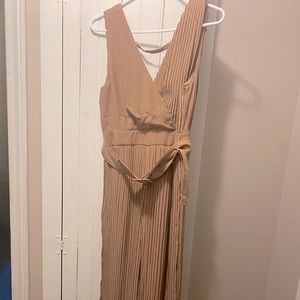 Wide Leg Pleated Jumpsuit Mocha